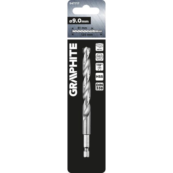 Wiertło Graphite Wiertło do metalu Hex 9.0 mm 14254205 5902062087157