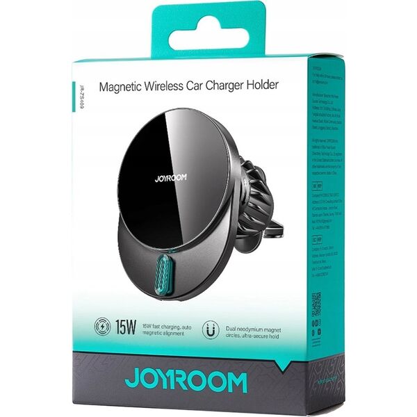 Joyroom Uchwyt Joyroom JR-ZS409 magnetyczny z ładowarką indukcyjną 15W na kratkę nawiewu w samochodzie - czarny 14254264 6956116724153
