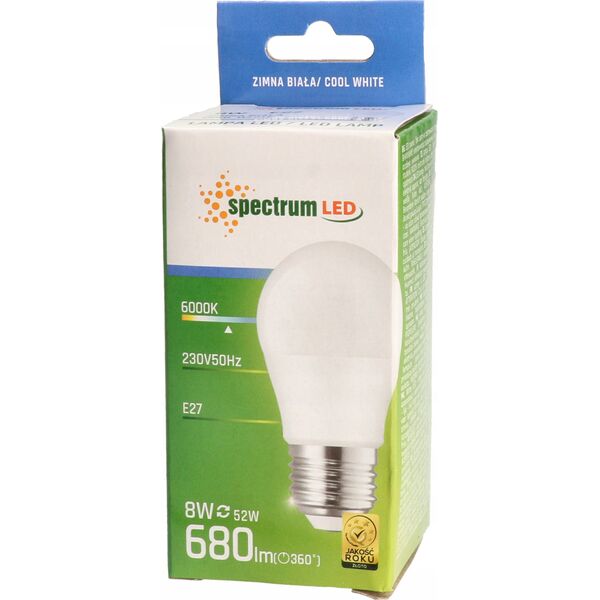 SpectrumLED LED Kulka E27 230V 8W CW Spectrum 14265399 5904433142076