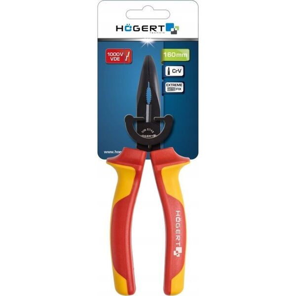 Högert Technik Szczypce wydłużone, wygięte 200mm, 1000V, VDE 14268140 5901867199416