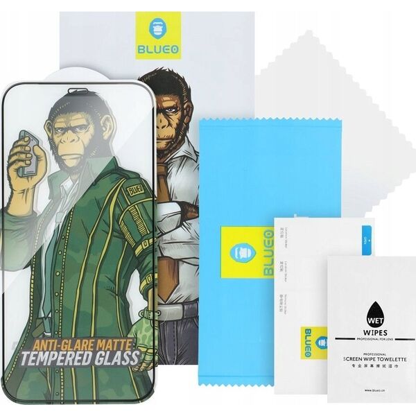 Blueo Szkło Hartowane 5D Mr. Monkey Glass - Apple iPhone 14 Pro czarny (Strong Privacy) 14294991 5903396252181
