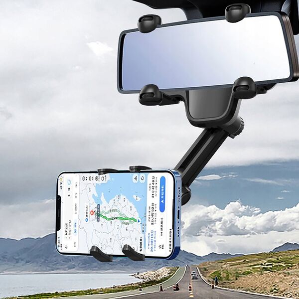 Hurtel Uchwyt na telefon do samochodu na lusterko wsteczne - czarny 14295391 5907769361258