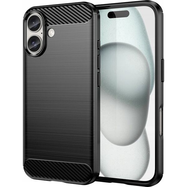 Hurtel Etui silikonowe Carbon Case do iPhone 16 - czarne 14295426 5907769364730