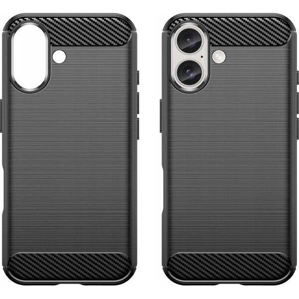 Hurtel Etui silikonowe Carbon Case do iPhone 16 - czarne 14295426 5907769364730