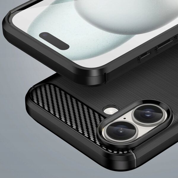 Hurtel Etui silikonowe Carbon Case do iPhone 16 - czarne 14295426 5907769364730