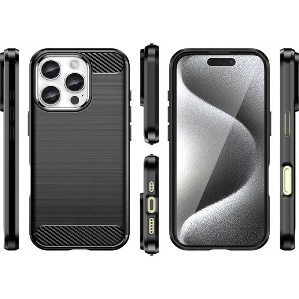 Hurtel Etui silikonowe Carbon Case do iPhone 16 Pro Max - czarne 14295430 5907769364761