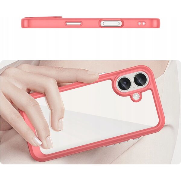 Hurtel Etui Outer Space Case z żelową ramką do iPhone 16 - czerwone 14295436 5907769364976