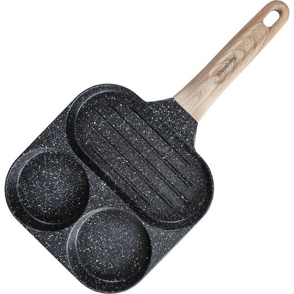 Patelnia Klausberg PATELNIA MARMURKOWA 3 W 1 DO JAJEK NALEŚNIKÓW PLACKÓW GRILL KLAUSBERG KB-7816 CZARNA 14393034 5908287278165