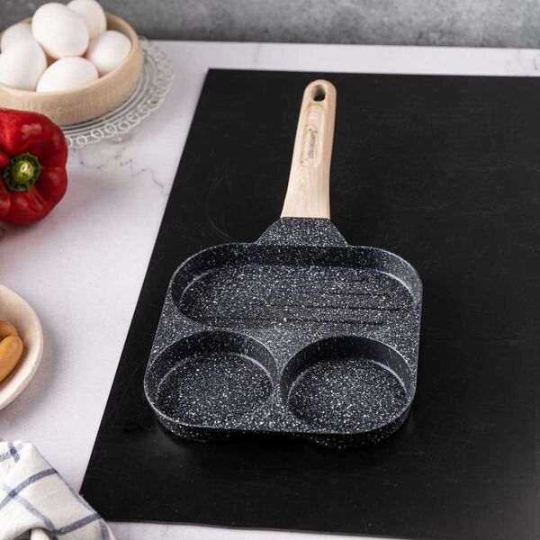 Patelnia Klausberg PATELNIA MARMURKOWA 3 W 1 DO JAJEK NALEŚNIKÓW PLACKÓW GRILL KLAUSBERG KB-7816 CZARNA 14393034 5908287278165