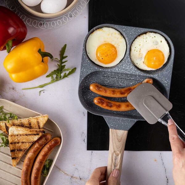 Patelnia Klausberg PATELNIA MARMURKOWA 3 W 1 DO JAJEK NALEŚNIKÓW PLACKÓW GRILL KLAUSBERG KB-7817 SZARA 14393067 5908287278172