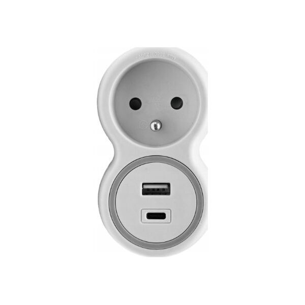 Plastrol Rozgałęźnik sieciowy jednokrotny + USB-A + USB-C 14394643 5902273426363