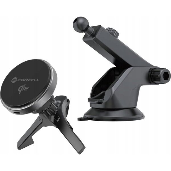 ForCell FORCELL F-GRIP Rapid Charge uchwyt samochodowy z ładowaniem indukcyjnym Qi2 15W kompatybilny z MagSafe szary 14397929 5903396321887