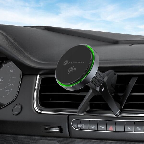ForCell FORCELL F-GRIP Rapid Charge uchwyt samochodowy z ładowaniem indukcyjnym Qi2 15W kompatybilny z MagSafe szary 14397929 5903396321887