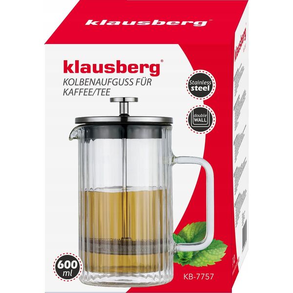 Klausberg ZAPARZACZ TŁOKOWY DO KAWY/HERBATY TERMICZNY 600ml KLAUSBERG KB-7757 14399718 5908287277571