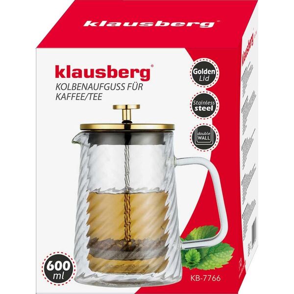 Klausberg ZAPARZACZ TŁOKOWY DO KAWY/HERBATY TERMICZNY 600ml KLAUSBERG KB-7766 14400011 5908287277663