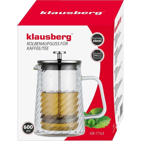 Klausberg ZAPARZACZ TŁOKOWY DO KAWY/HERBATY TERMICZNY 600ml KLAUSBERG KB-7763 14400012 5908287277632