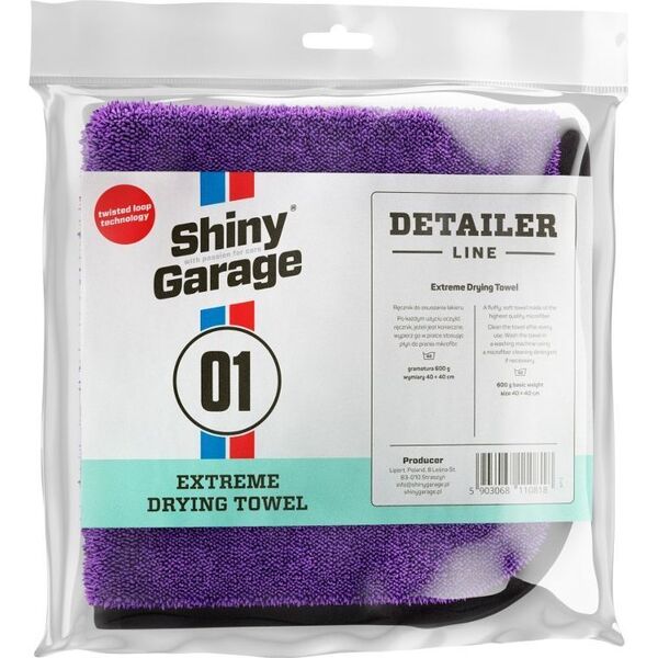 Shiny Garage Shiny Garage Extreme Drying Towel XS - mikrofibra do osuszania 40x40 cm uniwersalny