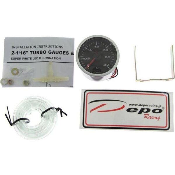 DRacing ZEGAR DEPO CSM 52mm - TURBO MECHANICAL 0 do 3 BAR