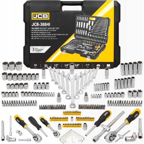 Zestaw narzędzi JCB JCB ZESTAW KLUCZY 216el. 1/2" 3/8" 1/4"