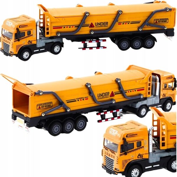 LeanToys Ciężarówka Z Przyczepą TIR Pojazd Transportowy 1:24  Dźwięki Światła Żółta