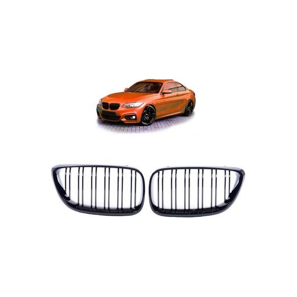 MTuning Grill sportowy podwójne żeberka Gloss Black BMW 2 F22 F23 2013-2021