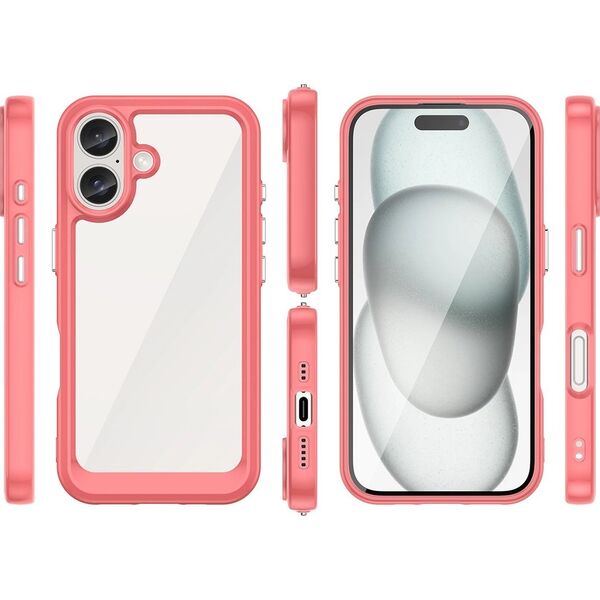Hurtel Etui Outer Space Case z żelową ramką do iPhone 16 Plus - czerwone 14202327 5907769364983