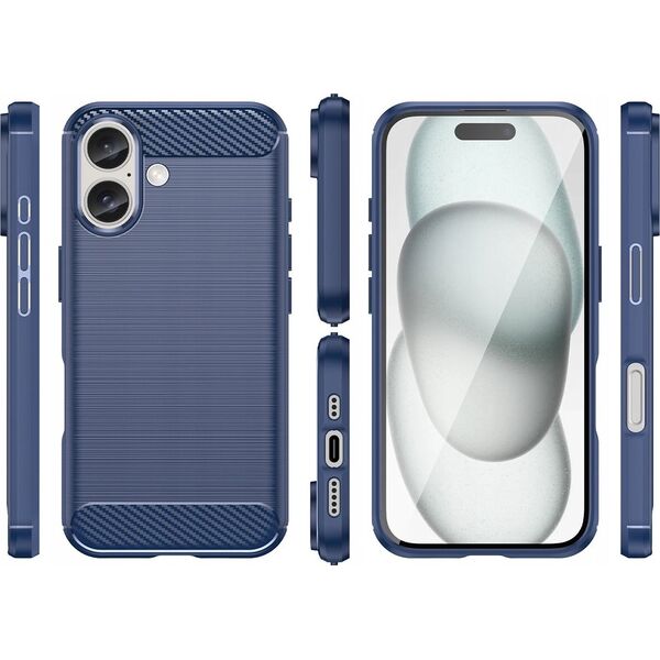 Hurtel Etui silikonowe Carbon Case do iPhone 16 - niebieskie 14295397 5907769364778
