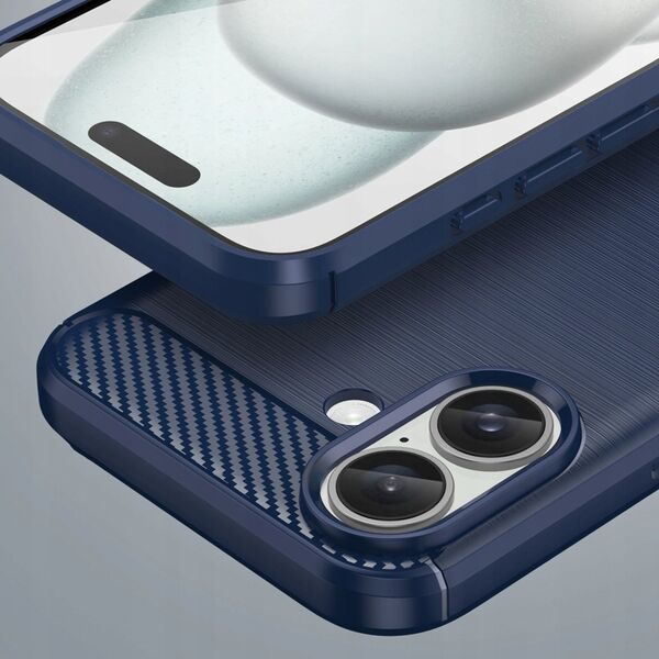 Hurtel Etui silikonowe Carbon Case do iPhone 16 - niebieskie 14295397 5907769364778