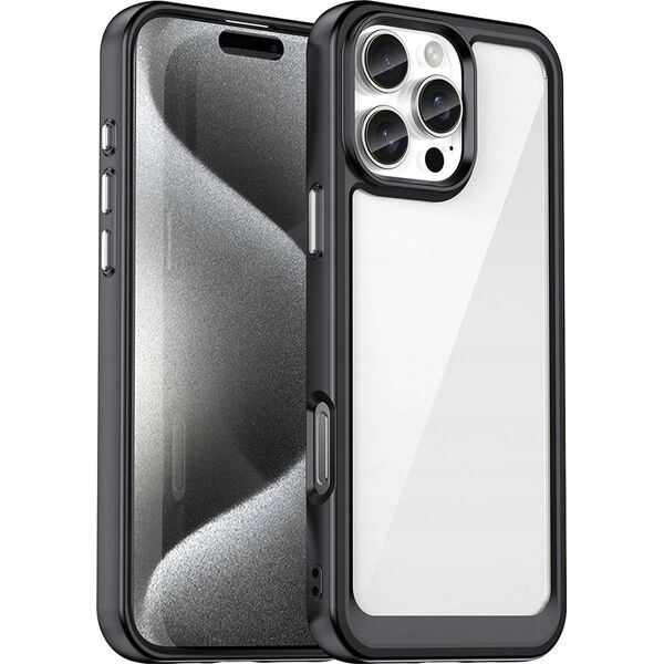 Hurtel Etui Outer Space Case z żelową ramką do iPhone 16 Pro Max - czarne 14295435 5907769364921