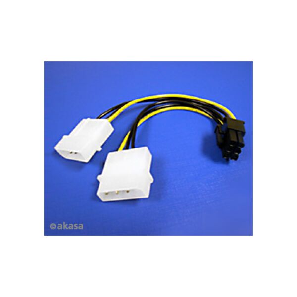 Aksa Molex x2 - PCIe 6-pin, 0.1m, Żółty (ZUAD-068)