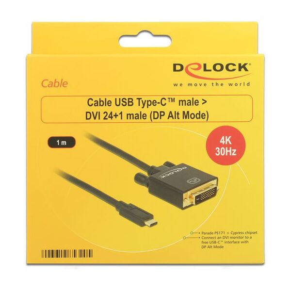 Kabel USB Delock USB-C - DVI-D 1 m Czarny (85320) 1457251 4043619853205