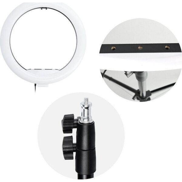 Lampa pierścieniowa Techonic  LED Ring Stream pierścieniowa 13 cali z uchwytem na telefon + statyw
