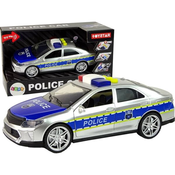 LeanToys Auto Policyjne 1:14 Napęd Frykcyjny Dźwięki Światło Srebrne