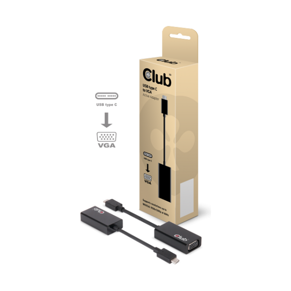 Adapter USB Club 3D USB-C - VGA Czarny  (CAC-1502)