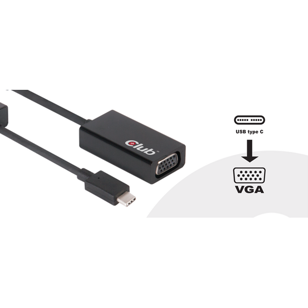Adapter USB Club 3D USB-C - VGA Czarny  (CAC-1502)