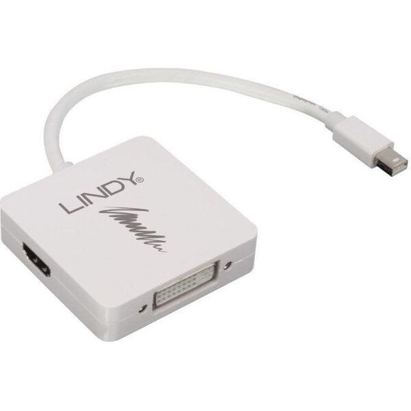 Adapter AV Lindy DisplayPort Mini - HDMI - DVI-I biały (41039)