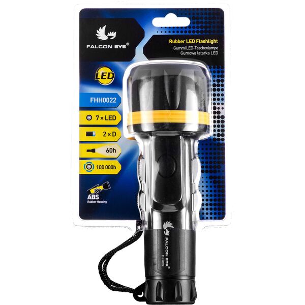 Latarka Falcon Eye Gumowa, bateryjna, ręczna 7 LED (FHH0022)