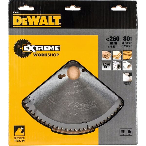 Dewalt DEWALT Tarcza pilarska do pilarek stacjonarnych (260x30mm, 80 zęby) - DT4280-QZ