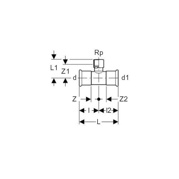 Geberit Trójnik przejściowy MAPRESS EDEL 22mm GW3/4\\" - 31308