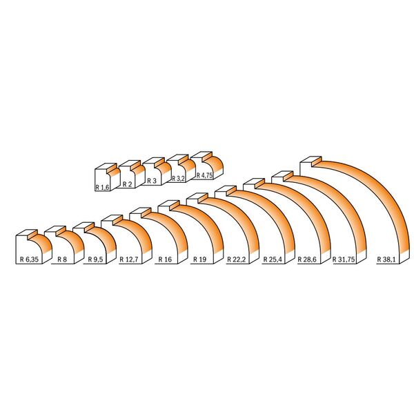 CMT Frez zaokrąglający z łożyskiem 22,2 x 12,7mm R3,2mm chwyt 8mm (938.222.11)