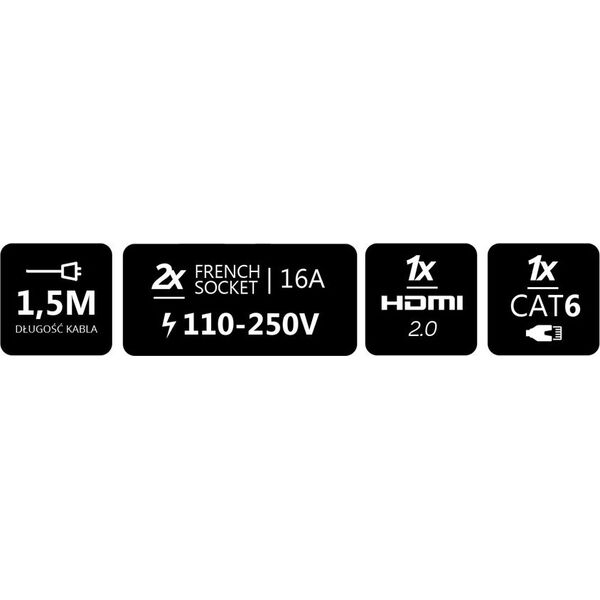 Spacetronik Gniazdo Blatowe Przedłużacz Otwierane HDMI 2xUSB CAT6 Spacetronik SPS-D26S