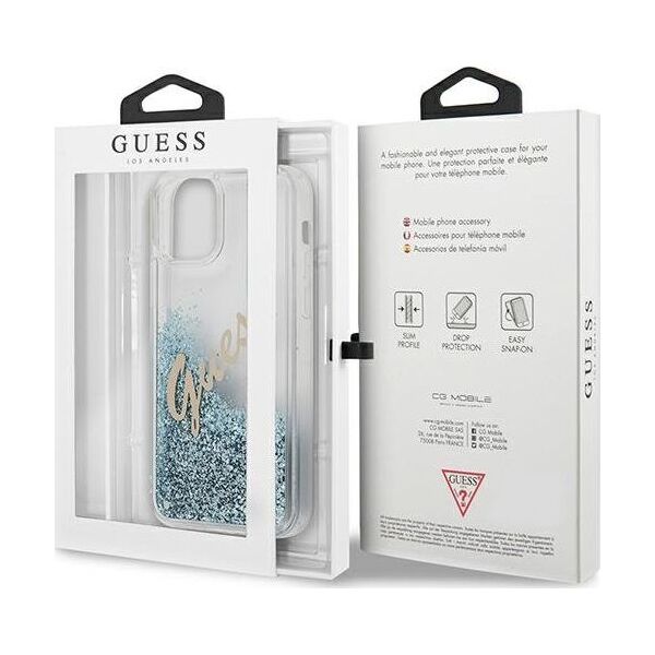 Guess Etui Guess GUHCP12LGLVSBL Apple iPhone 12 Pro Max niebieski/blue hardcase Glitter Vintage Script