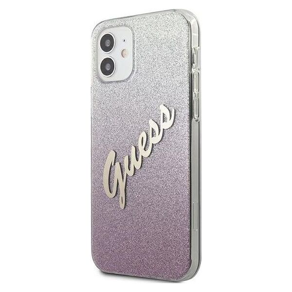 Guess Etui Guess GUHCP12SPCUGLSPI Apple iPhone 12 mini różowy/pink hardcase Glitter Gradient Script