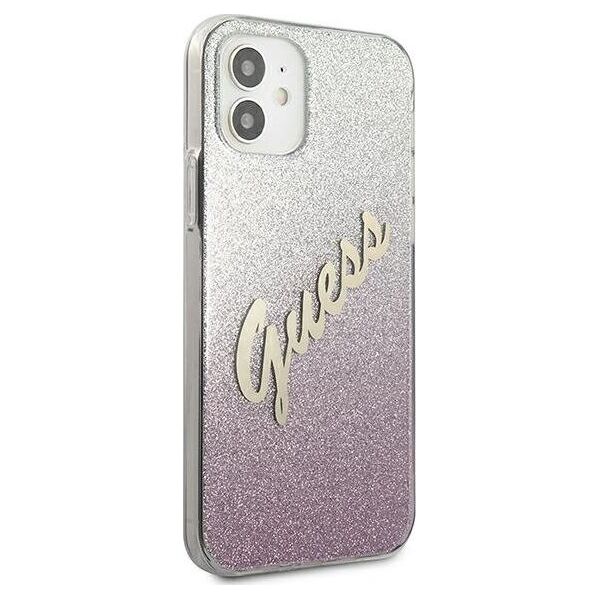 Guess Etui Guess GUHCP12SPCUGLSPI Apple iPhone 12 mini różowy/pink hardcase Glitter Gradient Script