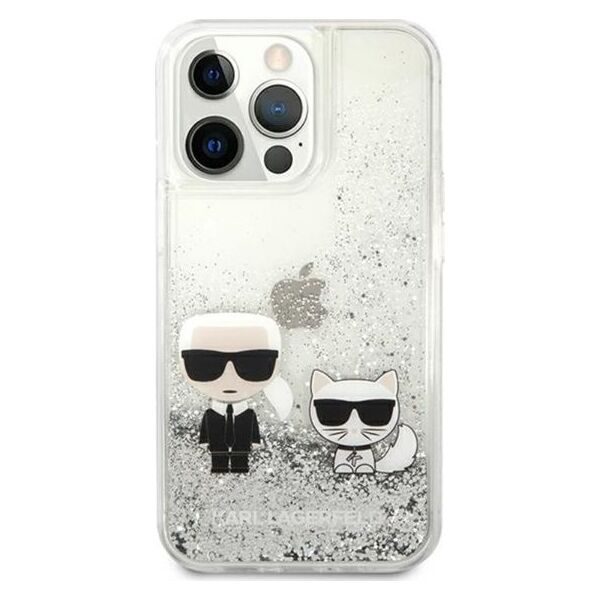 Karl Lagerfeld Etui Karl Lagerfeld KLHCP13LGKCS Apple iPhone 13 Pro srebrny/silver hardcase Liquid Glitter Karl&Choupette