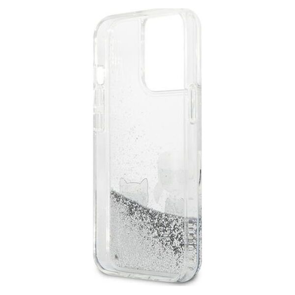 Karl Lagerfeld Etui Karl Lagerfeld KLHCP13LGKCS Apple iPhone 13 Pro srebrny/silver hardcase Liquid Glitter Karl&Choupette