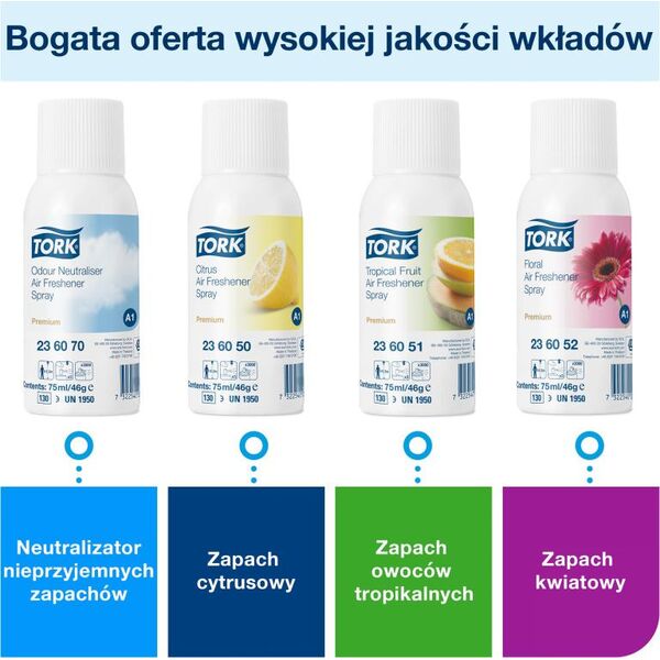 Tork Tork Image Design Elektroniczny dozownik do odświeżaczy powietrza w spray'u, 75ml Szary