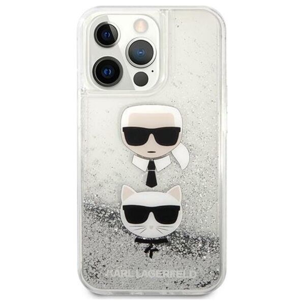 Karl Lagerfeld Etui Karl Lagerfeld KLHCP13XKICGLS Apple iPhone 13 Pro Max srebrny/silver hardcase Liquid Glitter Karl&Choupette Head