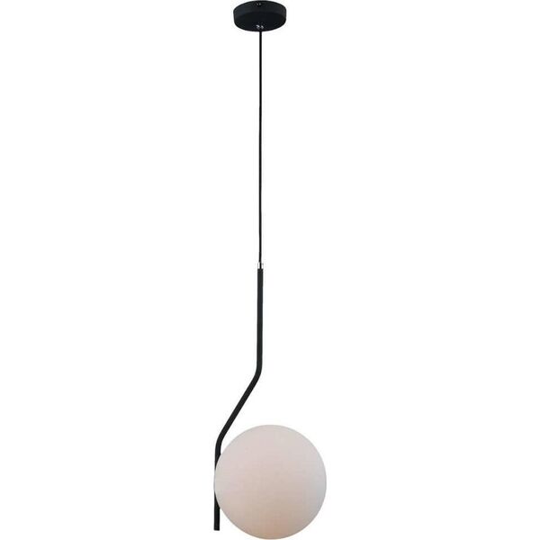 Lampa wisząca Italux Loftowa LAMPA wisząca CARIMI PND-3300-1-BK metalowa OPRAWA szklany ZWIS kula grafitowa biała