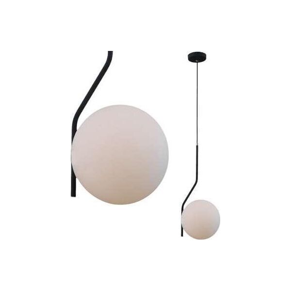 Lampa wisząca Italux Loftowa LAMPA wisząca CARIMI PND-3300-1-BK metalowa OPRAWA szklany ZWIS kula grafitowa biała